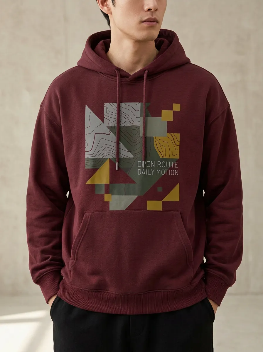 Unisex Contour Lines Abstract Artwork Hoodie