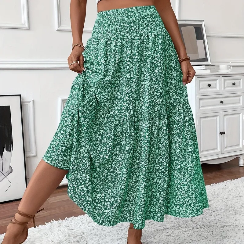 Tiered Floral Maxi Skirt