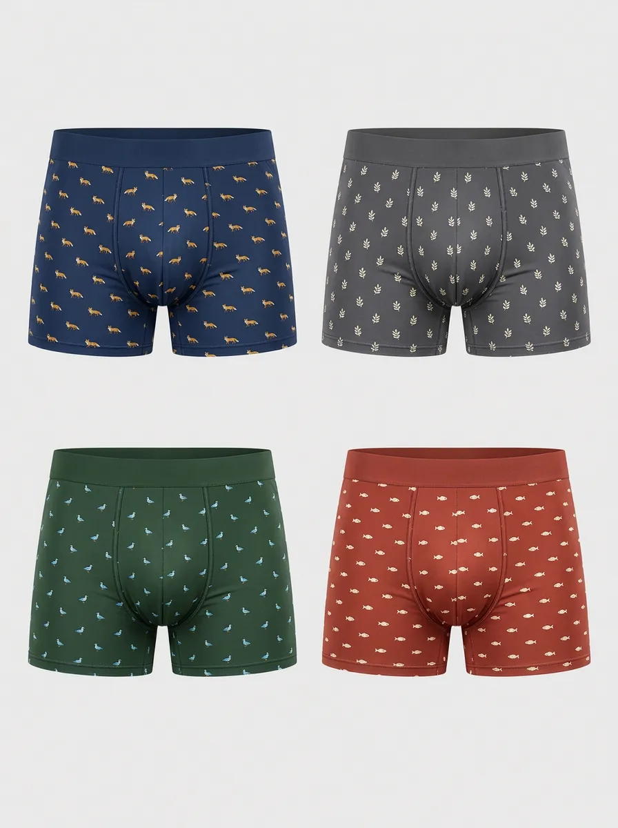 Men's Crest Animal Nature Boxer Briefs 9-Pack