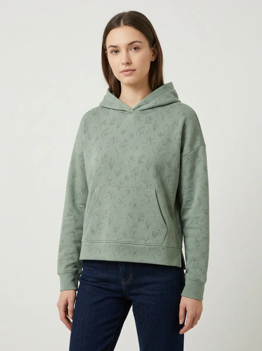 Women's Everyday Botanical Line Art Minimal Graphic Hoodie