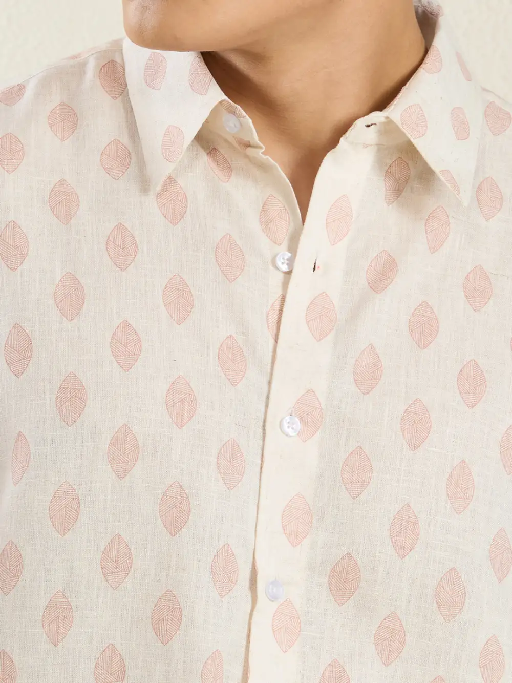 Printed Pure Linen Linen Men's Formal Shirt