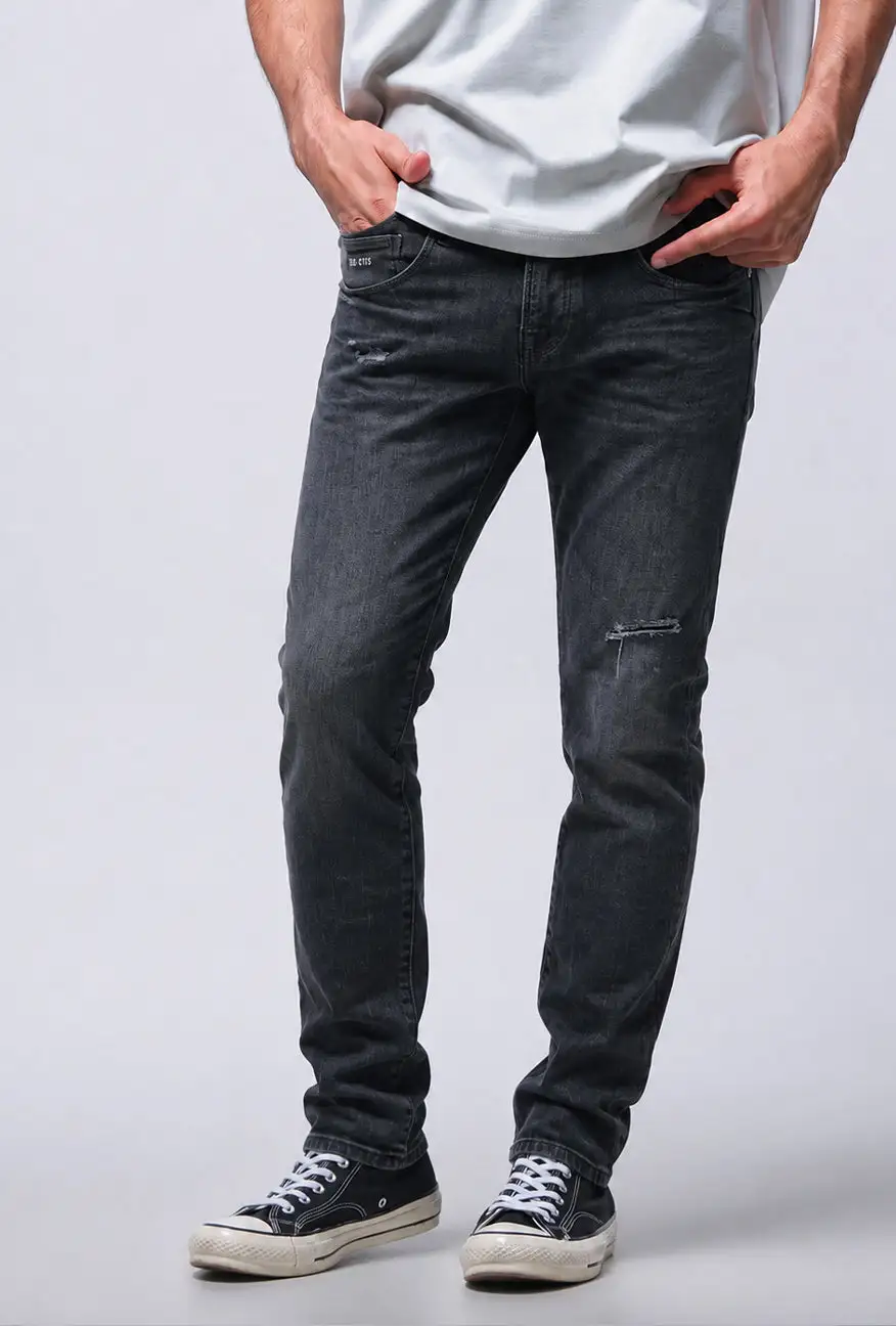 Men's Shredded Knee Slim Fit Jeans