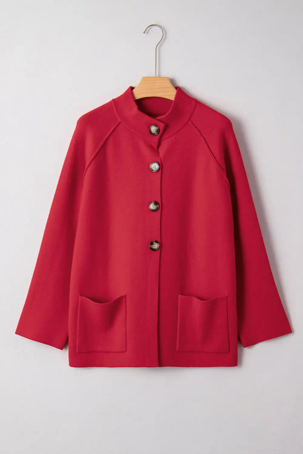 Collared Button Front Wrapped Jacket Cardigan