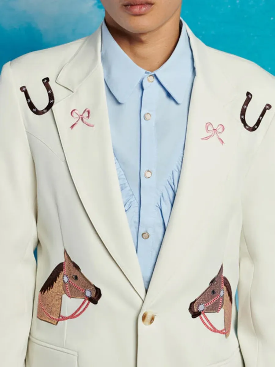 Embroidery Single Breasted Blazer