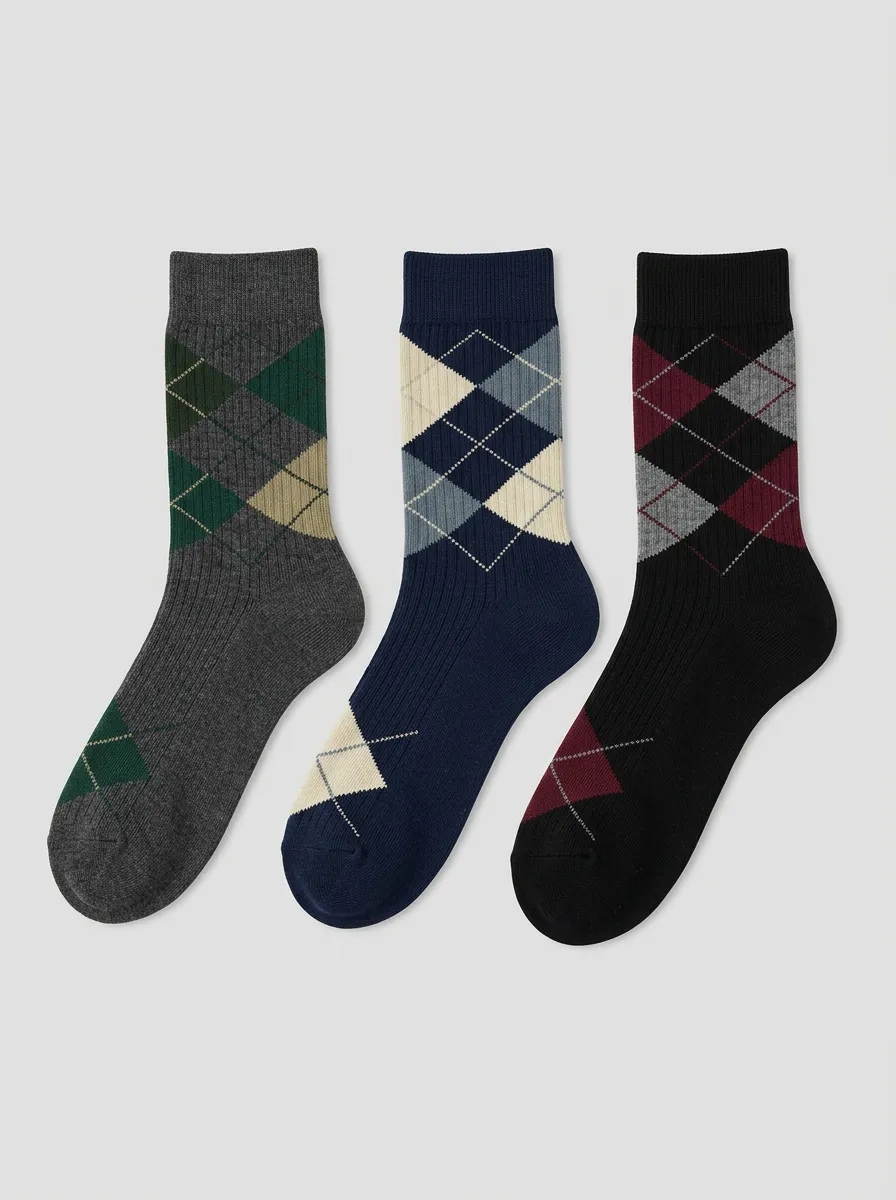 Men's Heritage Classic Argyle Pattern Printed Socks 3-Pack
