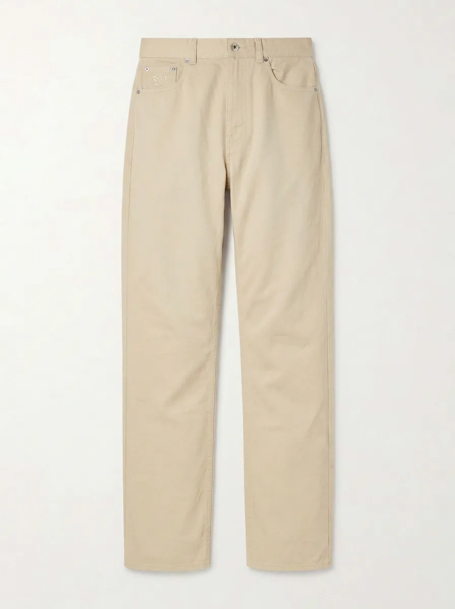 Woen's Minimalist Floral Embroidered Mid-Rise Straight Leg Pants