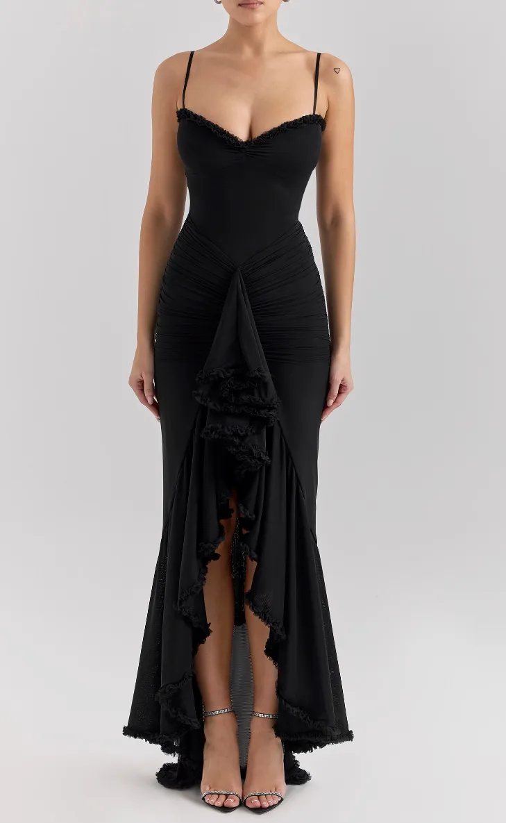 Lace Ruched Midi Dress