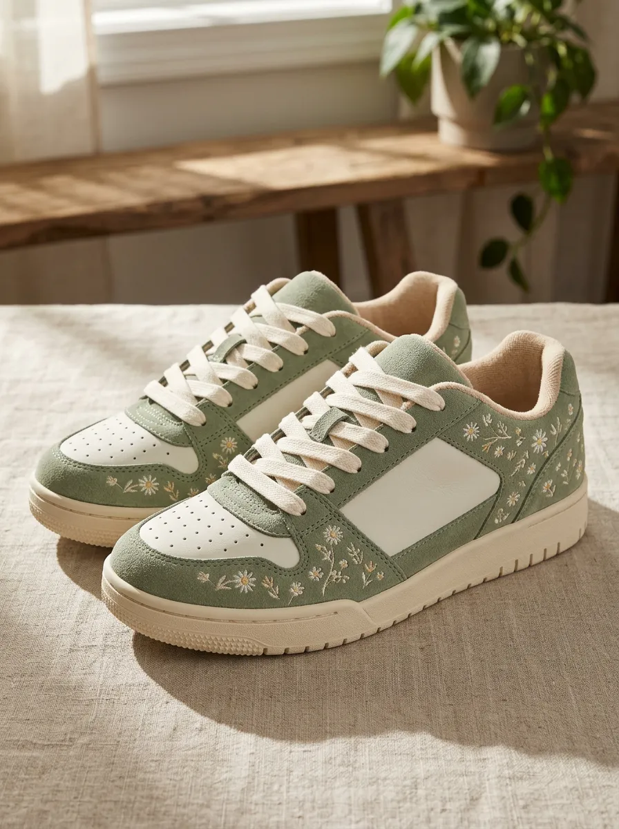 Women's Everyday Daisy Floral Embroidered Skate Shoes