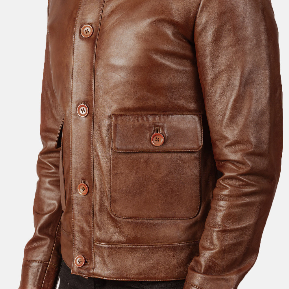 Men's Rugged Bomber Leather Jacket
