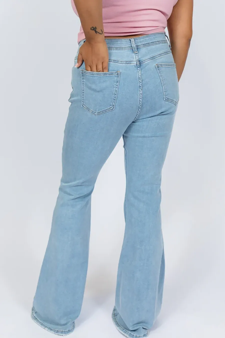 Comfortable Light Wash Stretchy Flare Jeans