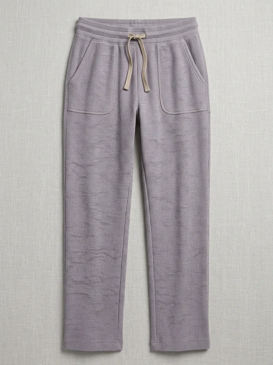 Women's Leisure Drawstring Jogger Fit Waffle Lounge Pants