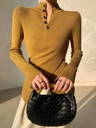 Asymmetric Button Front Sweater