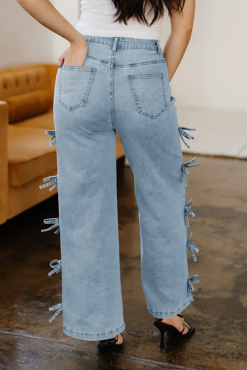 High-Waist Cropped Pocketed Straight Leg Jeans