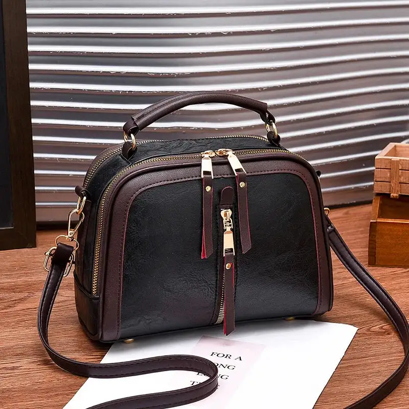 Chic Red Multi-Zipper Crossbody Bag