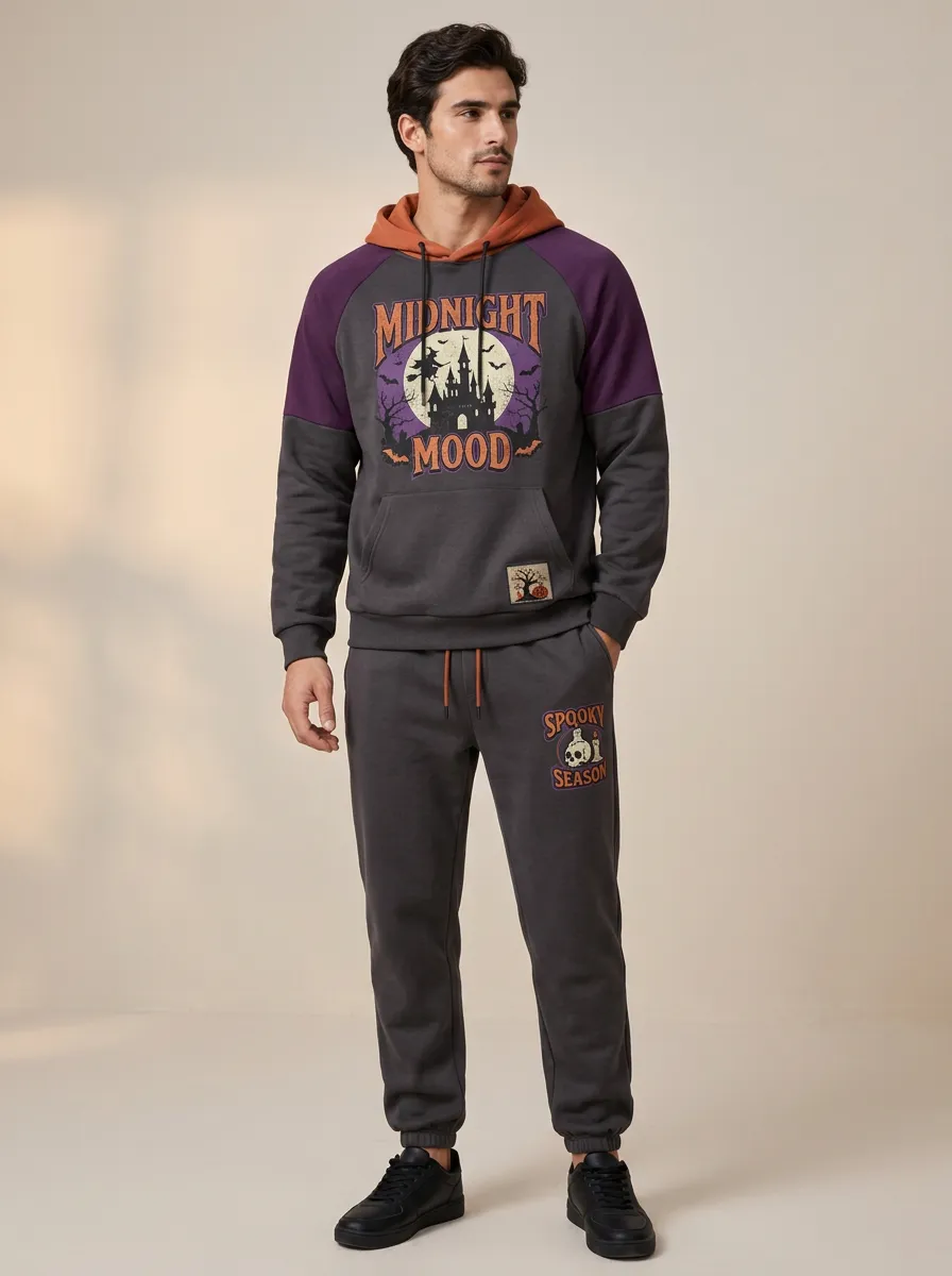 Men's Halloween Midnight Mood Castle Printed Tracksuit