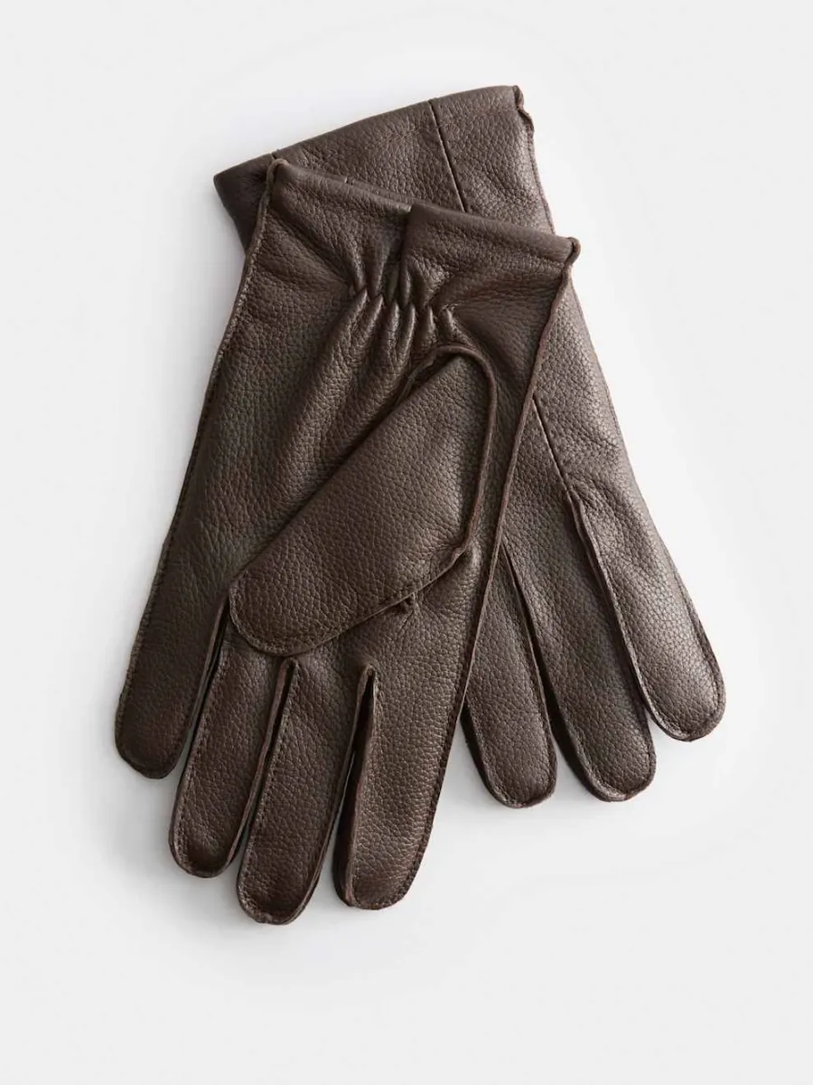 Elegant Brown Leather Gloves