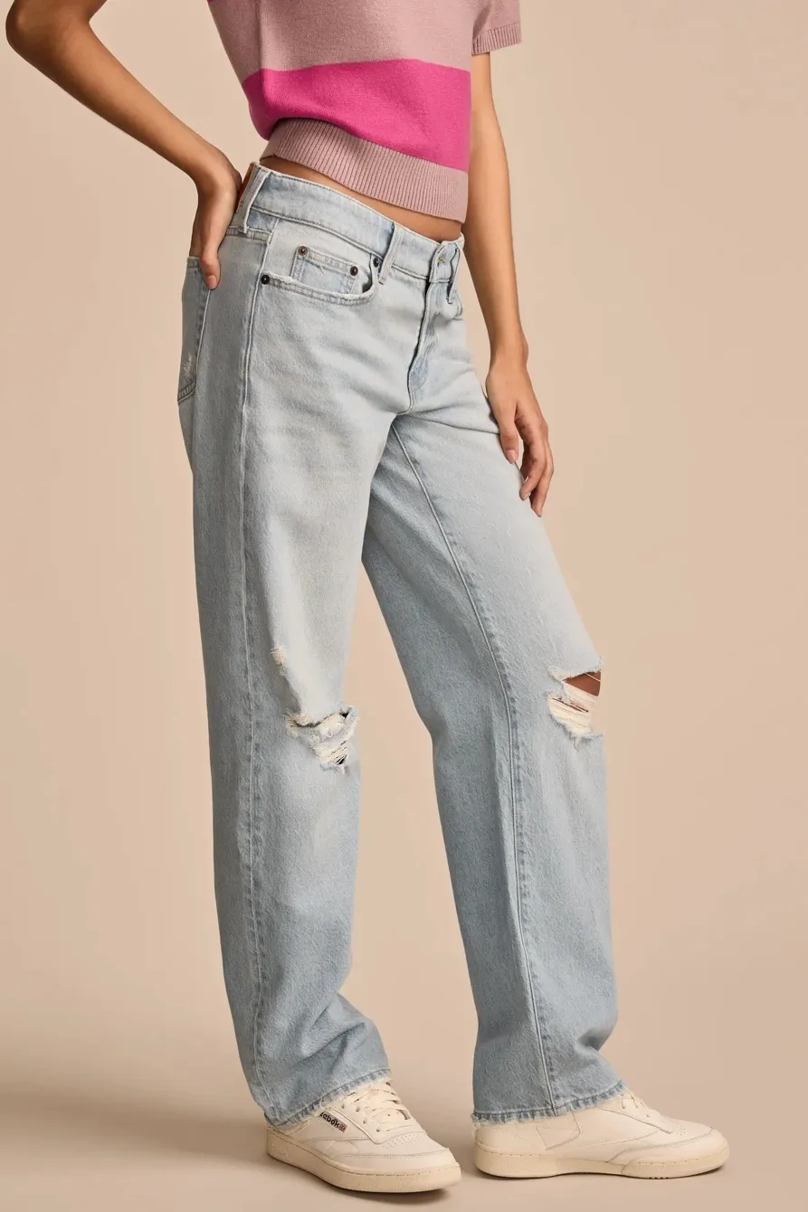 Distressed Light Wash Denim