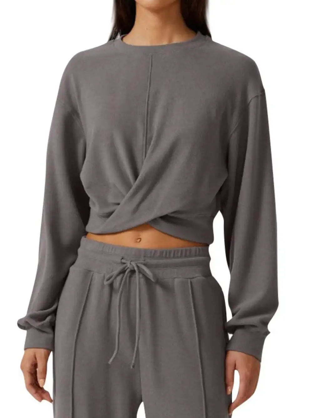 Twist Front Long Sleeve Top and Pants Set