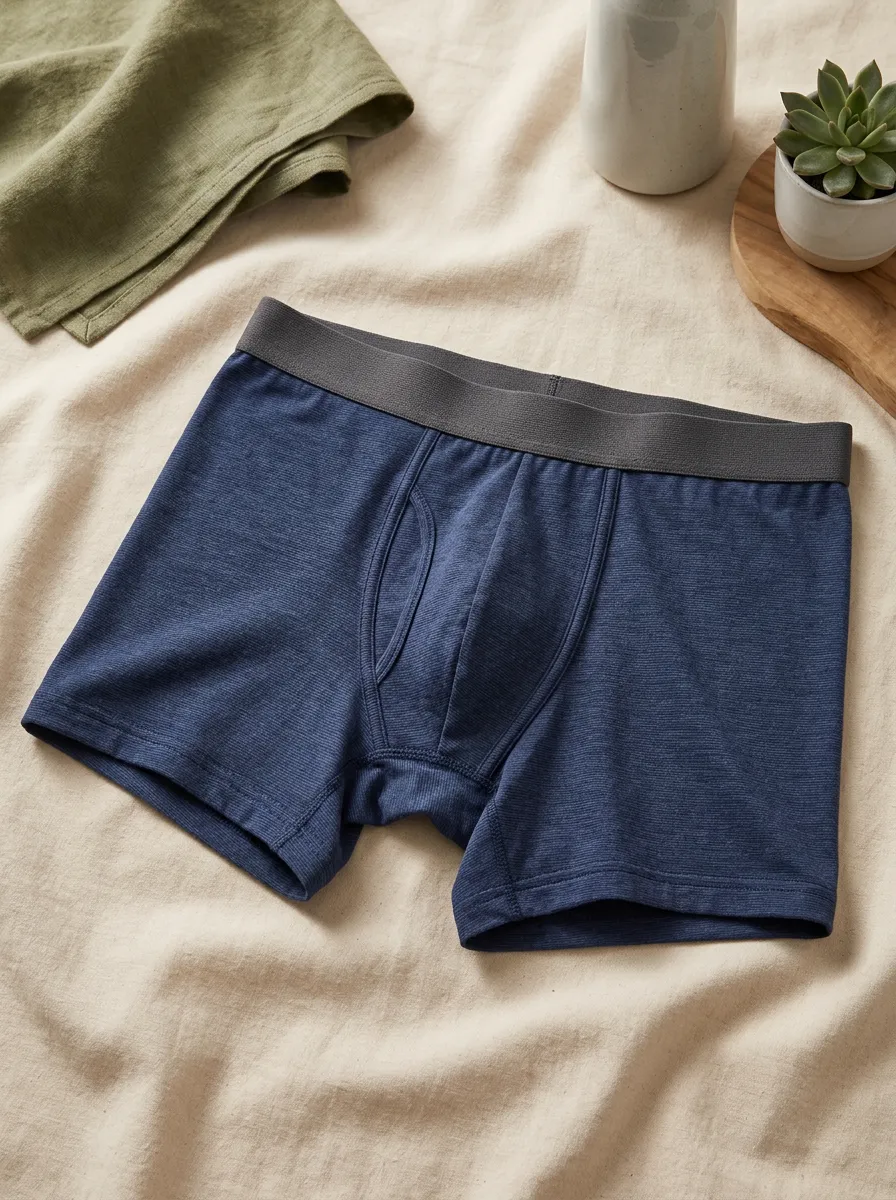 Men's Casual Comfort Navy Blue Heathered Printed Boxer Briefs