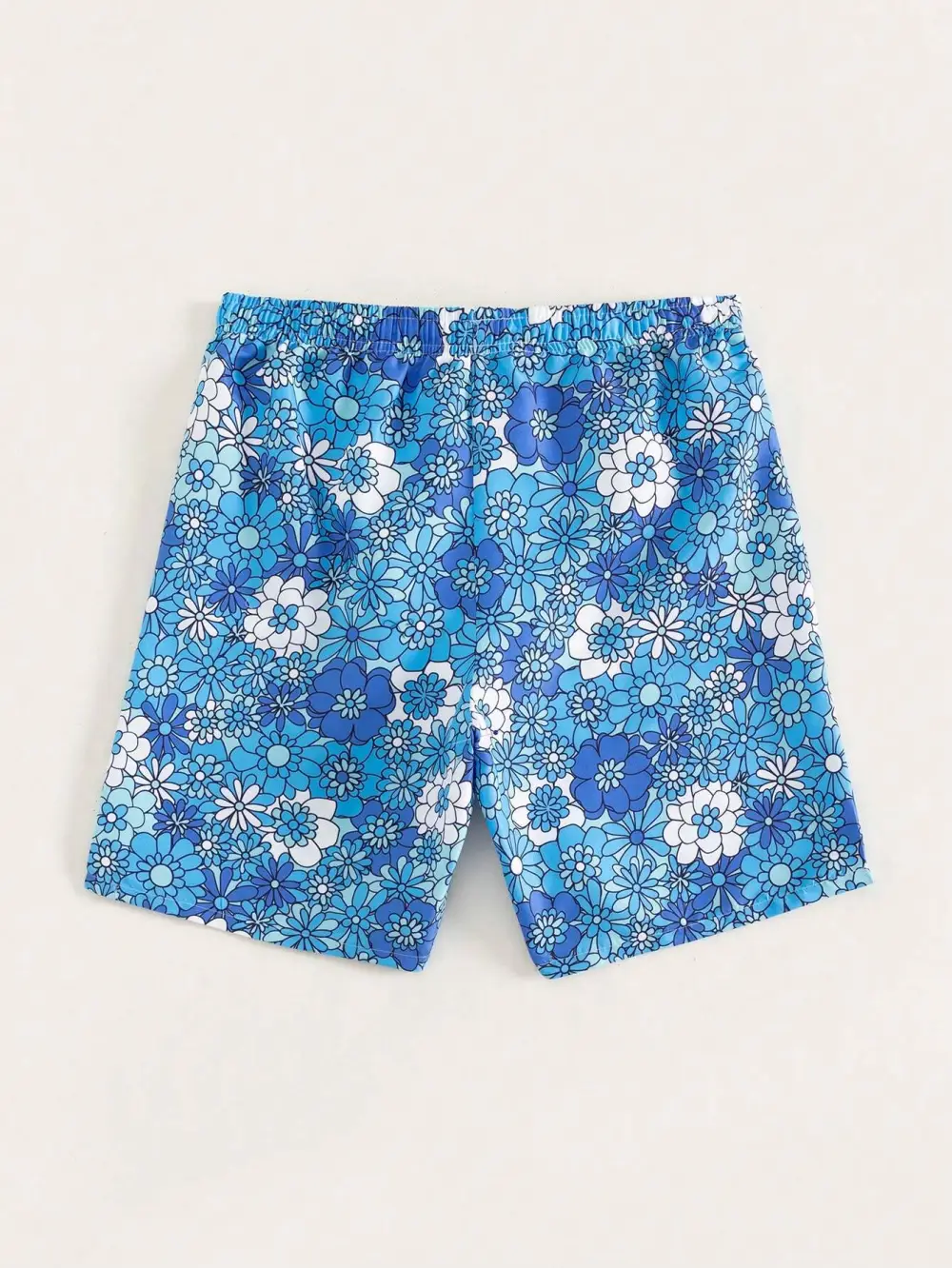 Men's Floral Print Drawstring Swim Trunks
