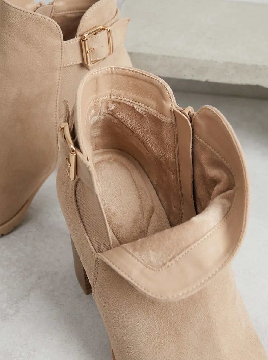 Buckle-Strap Women's Peep-Toe Ankle Boots