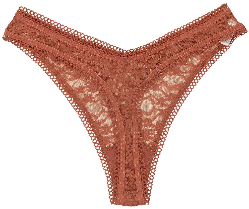 High-Leg French-Cut Picot-Trim Thong Panty