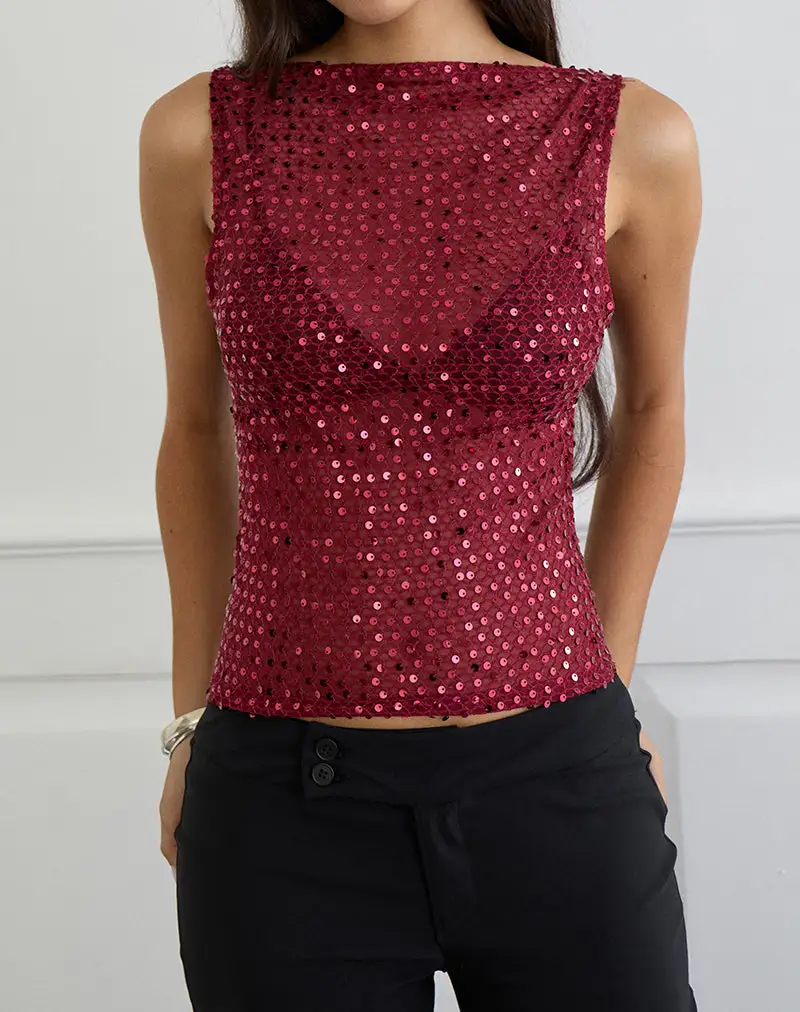 Modern Sequin Knit Tank Top