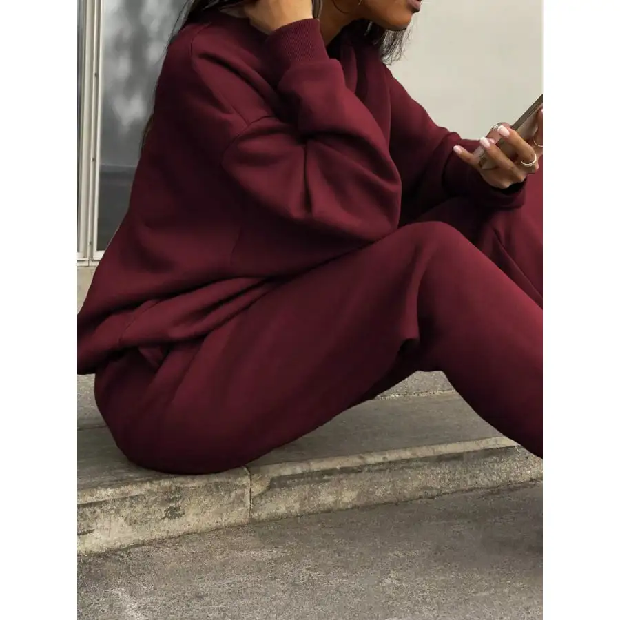Half Zip Sweatshirt and Pants Set