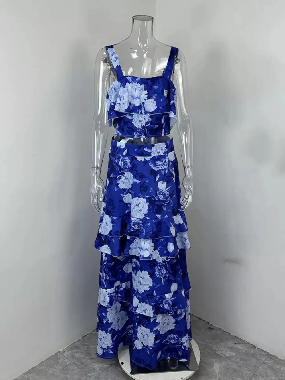 Floral Print Ruffle Cami and Skirt Set
