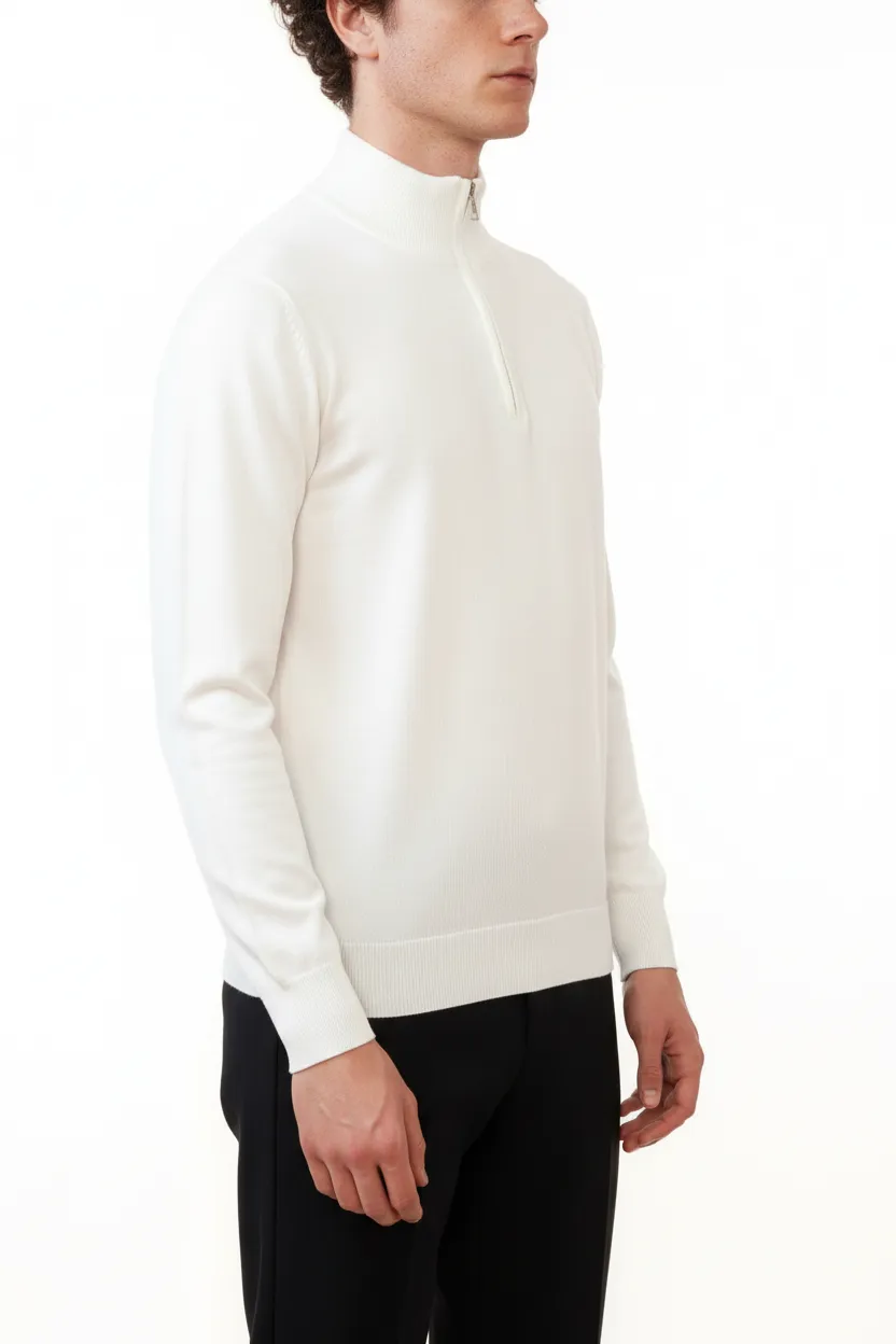 Modern Viscose Refined Half Zip Sweater