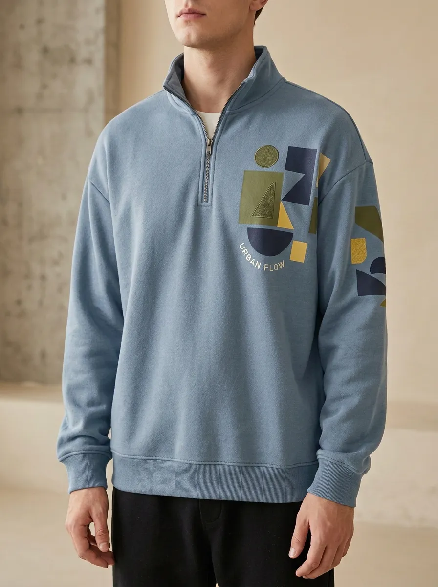 Half-Zip Geometric Men's Half-Zip Sweatshirt