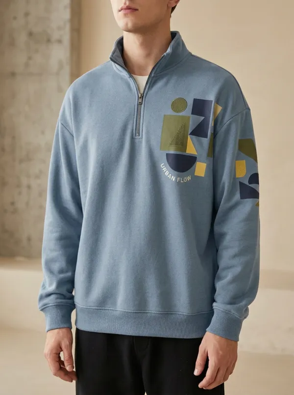 Half-Zip Geometric Men's Half-Zip Sweatshirt
