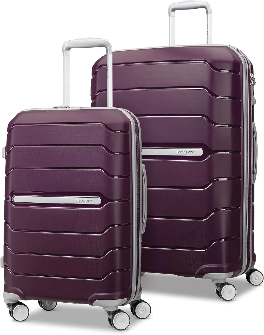 Samsonite Freeform Hardside Carry-On Luggage with Spinner Wheels - Hardshell Suitcase - TSA, Airline-Approved - Expandable Hard Shell, Smooth Rolling Wheels for Lightweight Travel - White/Grey