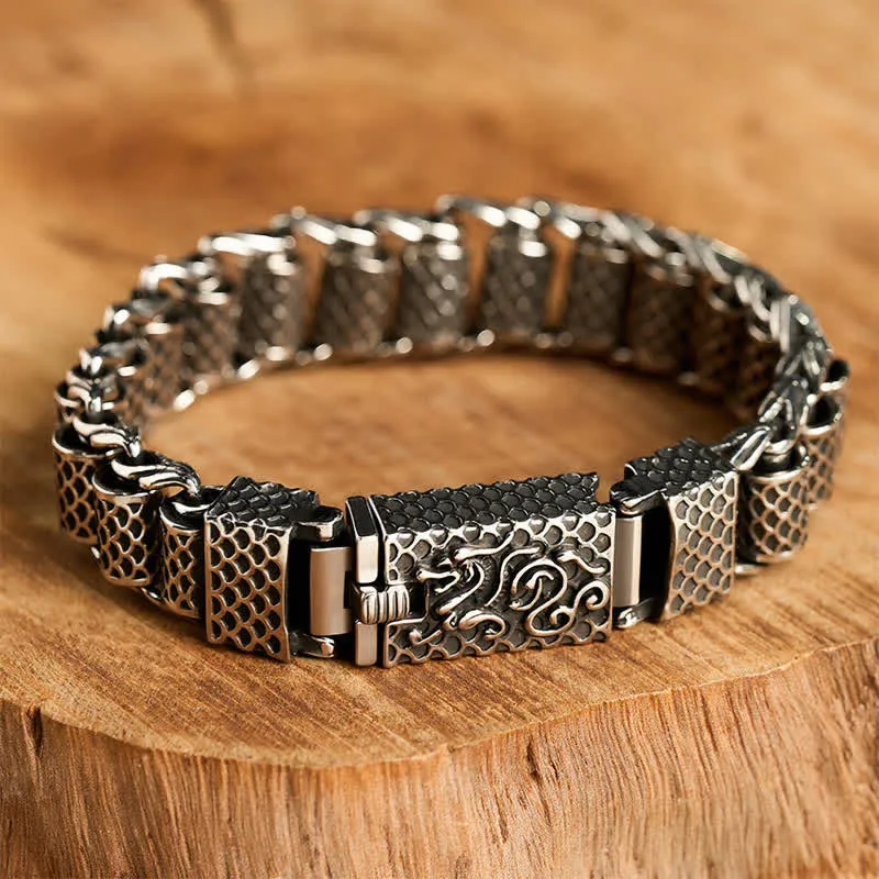 Copper Dragon Chain Link Bracelet