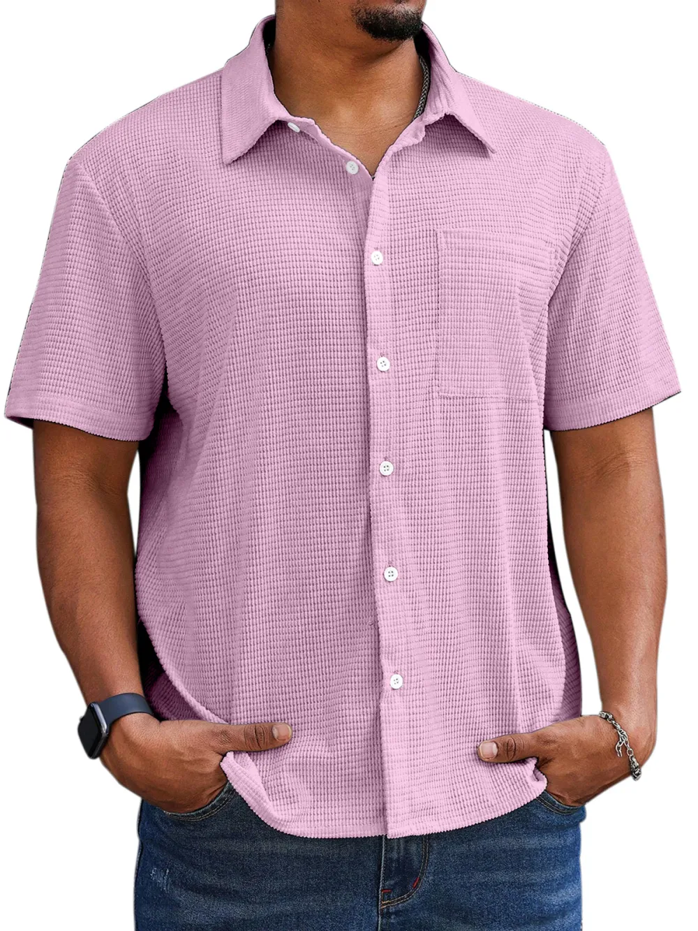 Textured Knit Short Sleeve Shirt