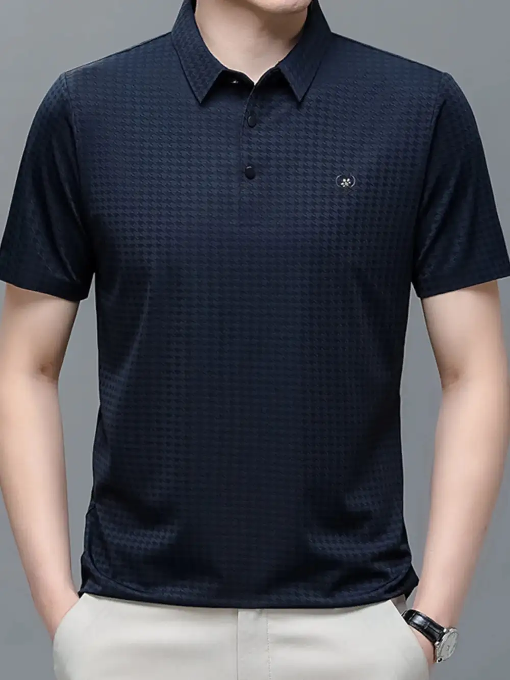 Everyday Textured Short Sleeve Collared Polo Shirt