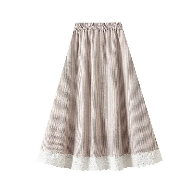 Contemporary Lace Trim A-Line Midi Skirt