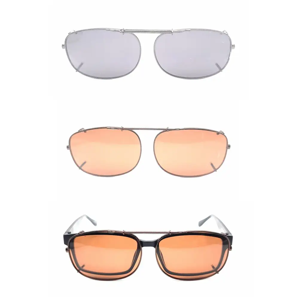 Amber Lens Smoke Lens 54mm Polarized Clip-On Sunglasses for Cat-Eye Frames