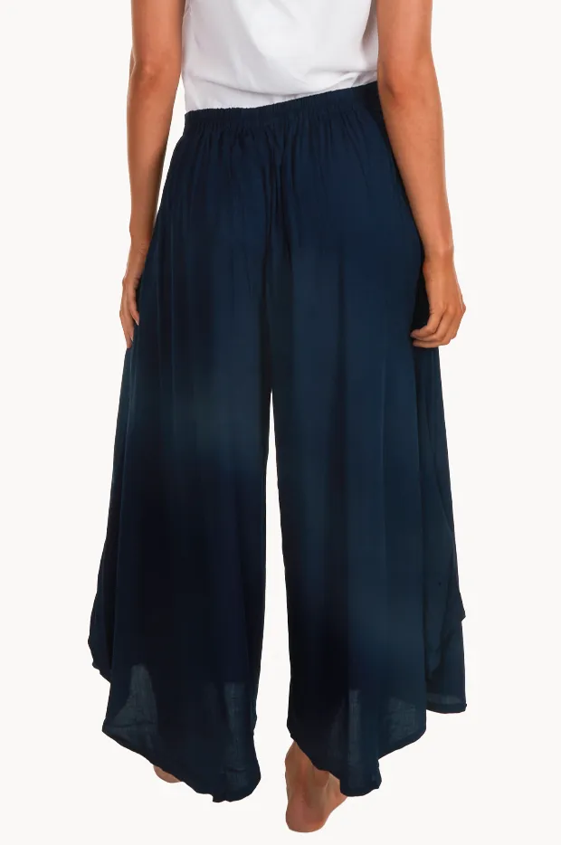 Shirred Back Wide Leg Pants