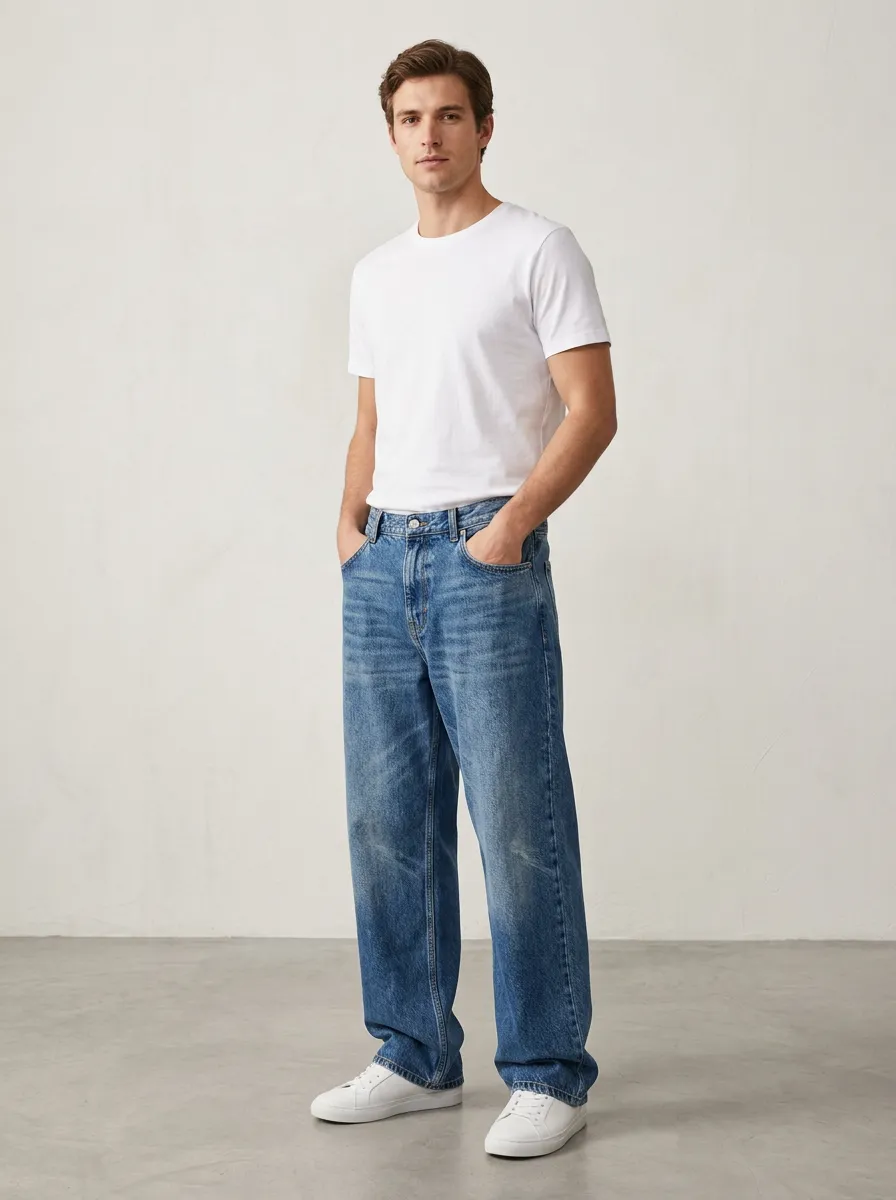 Modern Denim Straight Fit Relaxed Fit Men's Casual Denim Pants