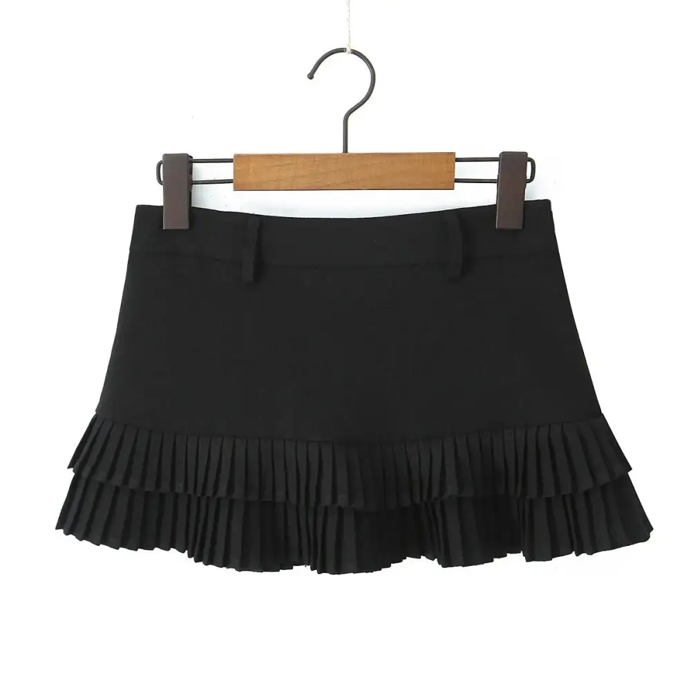 Polished Pleated Low Waist Mini Skirt