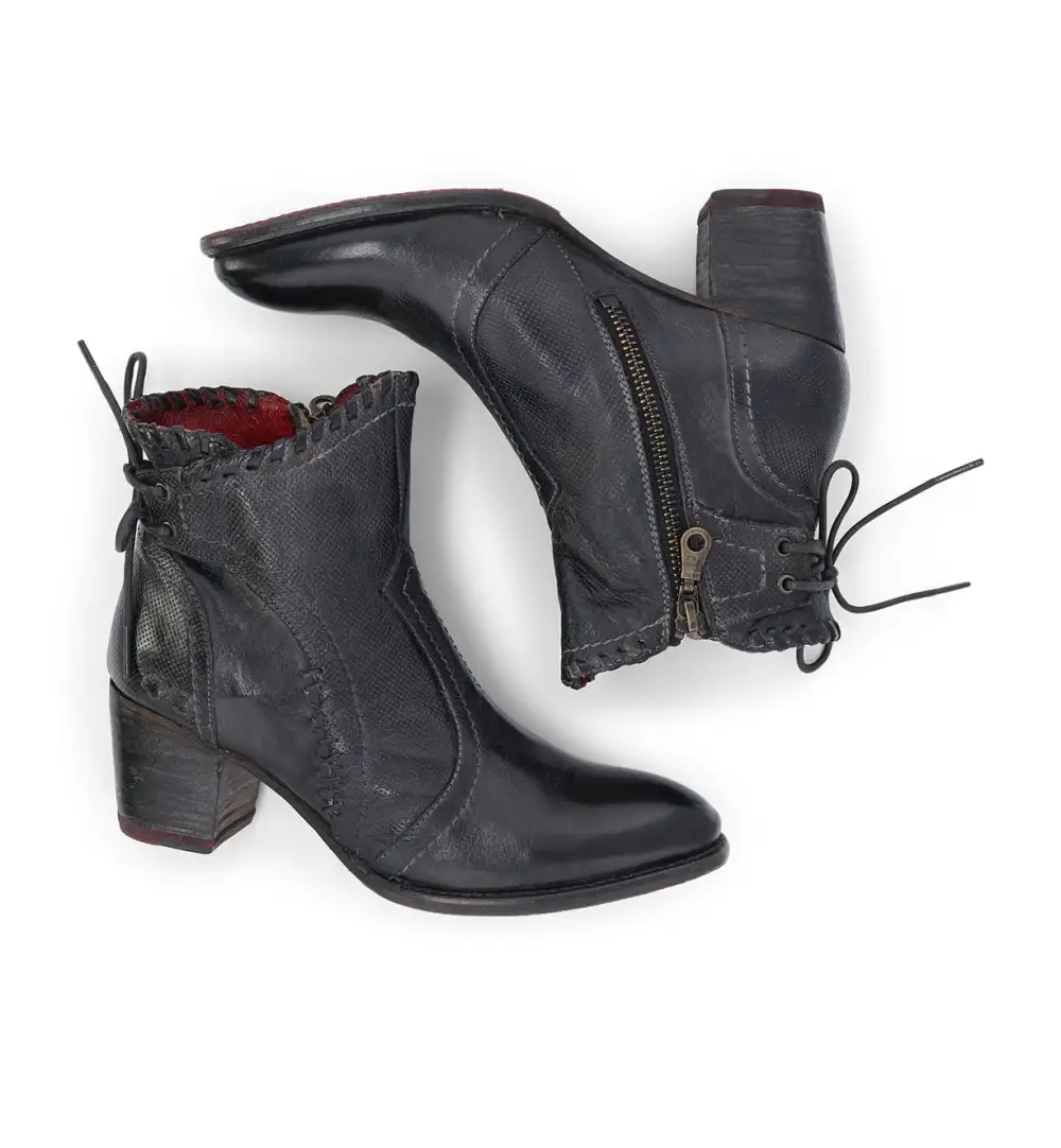 Back-Lace Side-Zip Ankle Boots