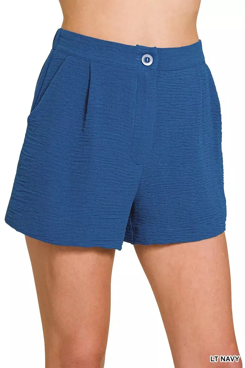 Textured Elastic Waist Shorts