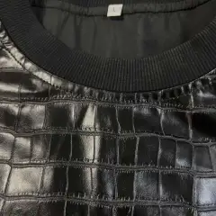 Relaxed Pullover Leather Sweatshirt