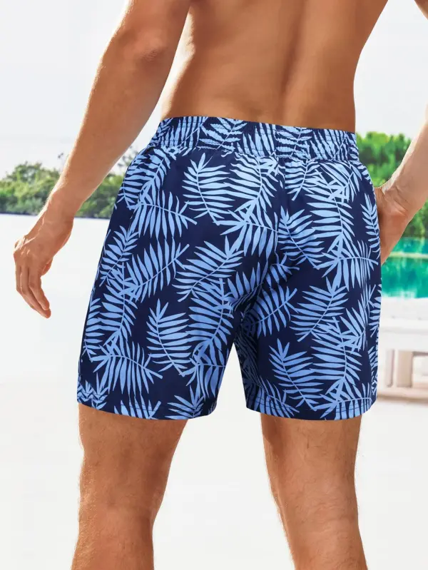 Men's Tropical Print Layered Liner Swim Trunks