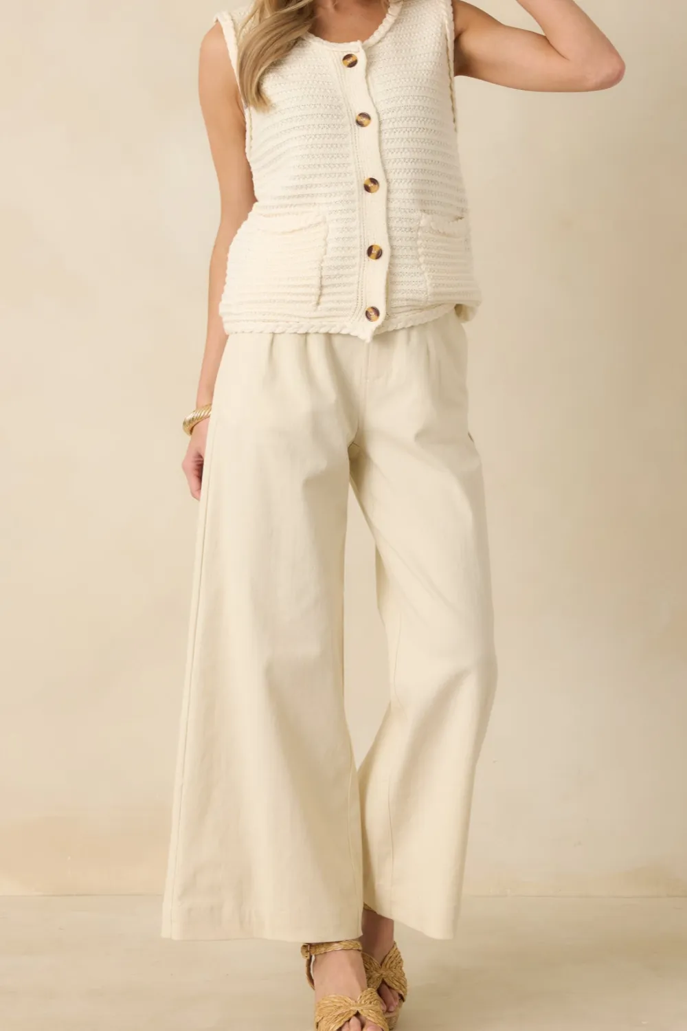 Rhythm Cotton Tie-Belt Wide Leg Pants