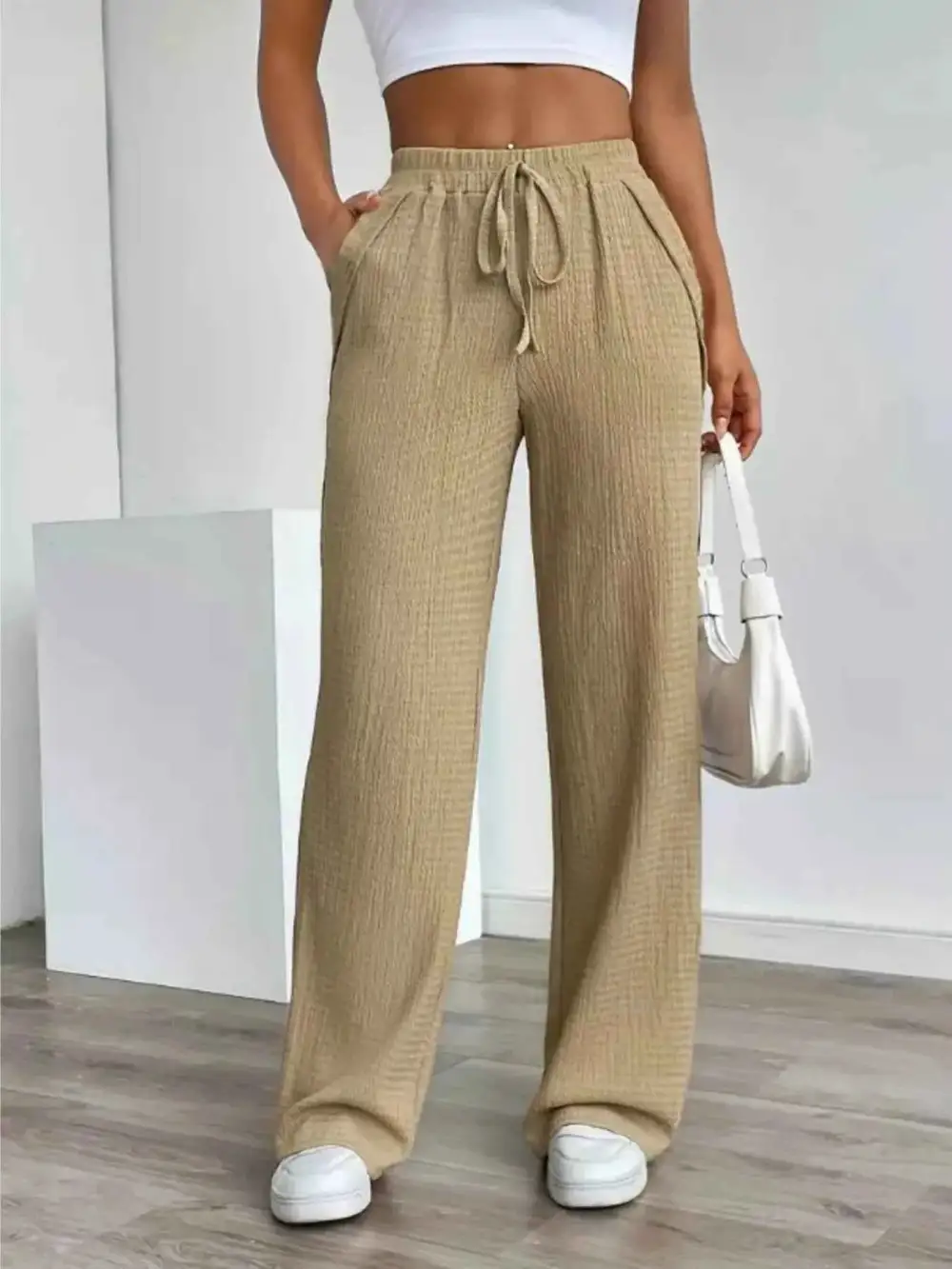 Texture Wide-Leg Pants