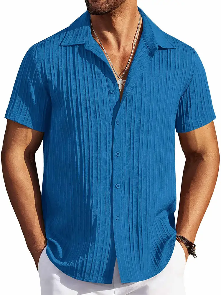 Clean Placket Textured Woven Shirt