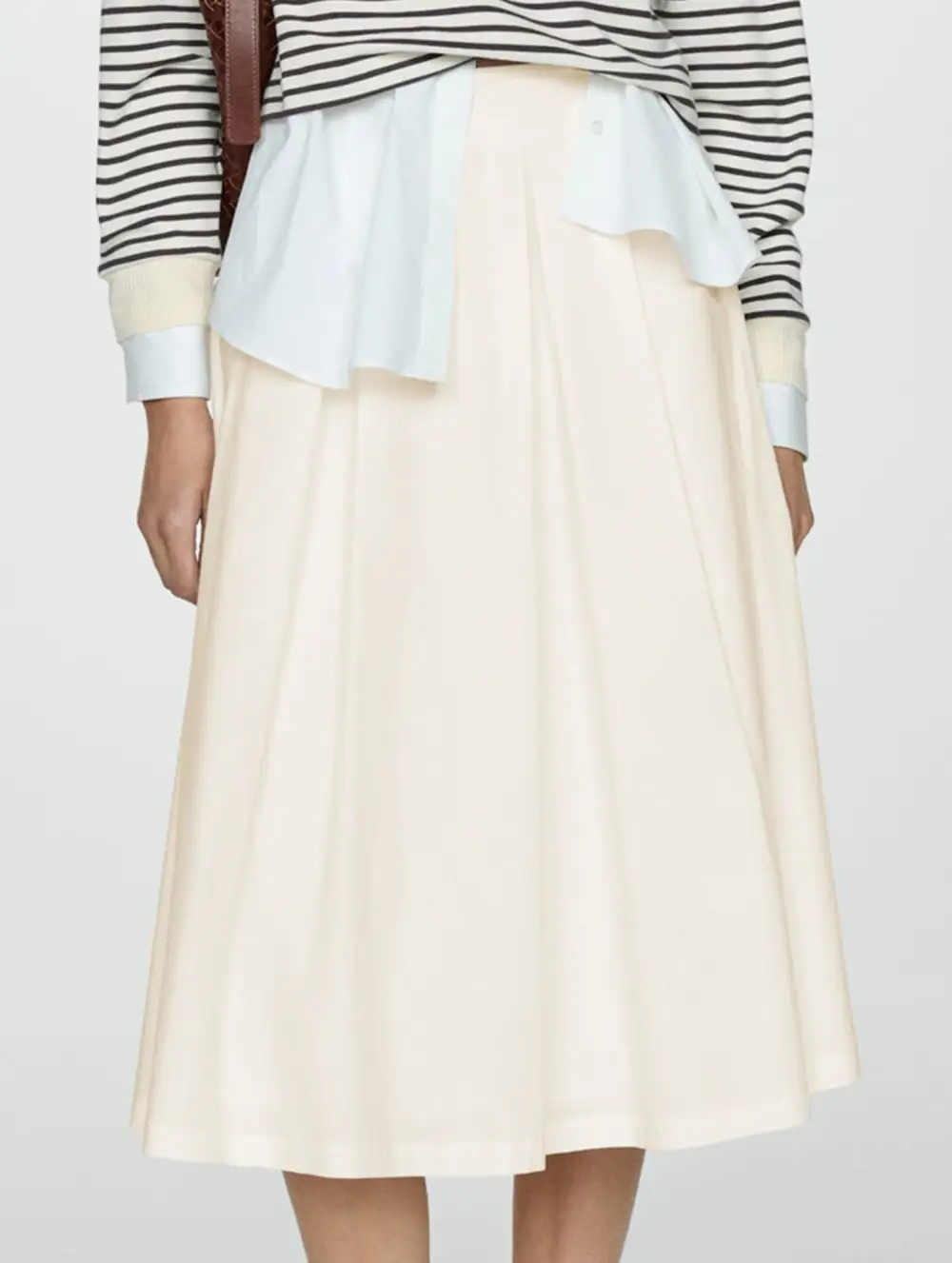 Zipper Flared Midi Skirt