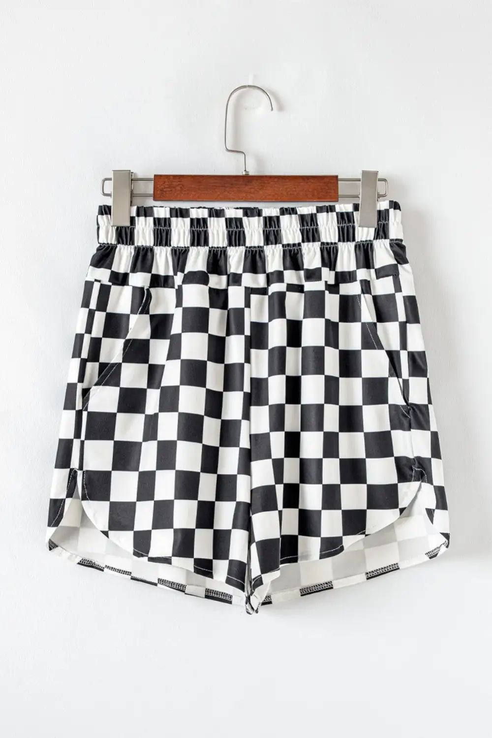 Plaid High Waist Side Slit Casual Shorts